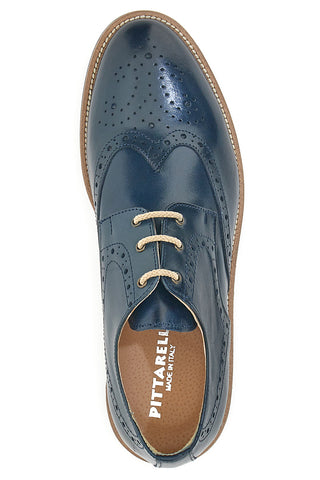 Blaue Schnürschuhe mit englischer Stickerei Pittarello 8023