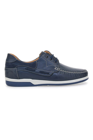 Blaue Schnürschuhe aus echtem Leder, hergestellt in Italien, Longford 3410