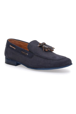 Sevenoaks 195 Herren-Mokassin aus echtem Leder in Blau, hergestellt in Italien
