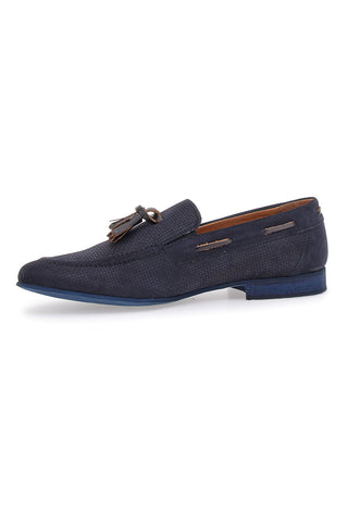 Sevenoaks 195 Herren-Mokassin aus echtem Leder in Blau, hergestellt in Italien