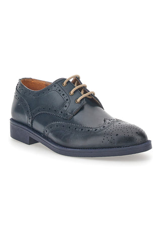 Blaue Schnürschuhe aus echtem Leder, hergestellt in Italien, Pittarello 0723