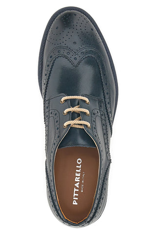 Blaue Schnürschuhe aus echtem Leder, hergestellt in Italien, Pittarello 0723