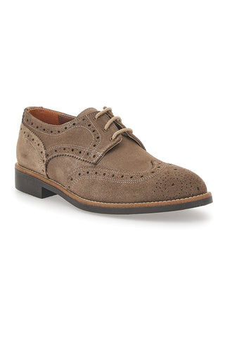 Taupefarbene Schnürschuhe aus echtem Leder, hergestellt in Italien, Pittarello 0723