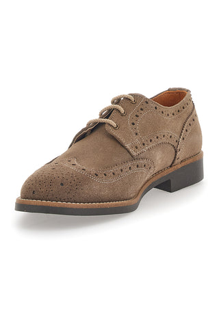 Taupefarbene Schnürschuhe aus echtem Leder, hergestellt in Italien, Pittarello 0723