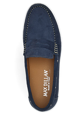 Mocassini Blu In Vera Pelle Scamosciata Max Dillan 420