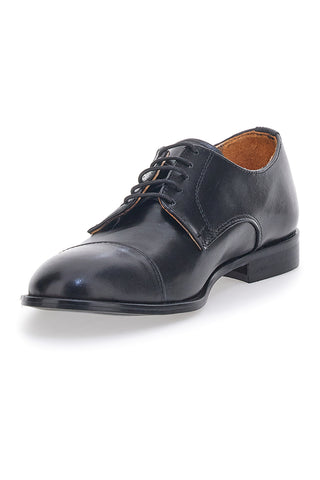 Schwarze Schnürschuhe aus echtem Leder, hergestellt in Italien, Pittarello 403