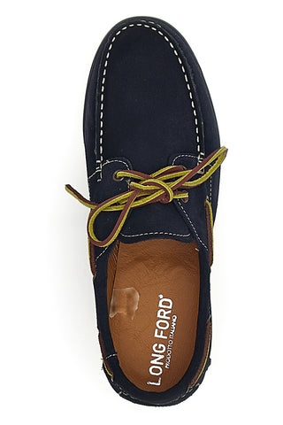 Longford 10 Blauer Bootsmokassin aus echtem Leder