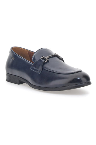 Glänzende blaue Mokassins Solo Soprani 41819