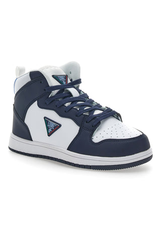 Weiße und blaue Mid-Cut-Sneaker Leone 37