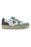 Weiße und grüne Sneakers mit Leone 44-Schnürsenkeln