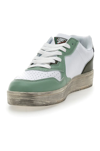 Weiße und grüne Sneakers mit Leone 44-Schnürsenkeln