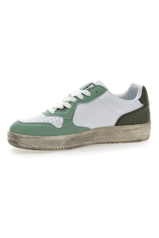 Weiße und grüne Sneakers mit Leone 44-Schnürsenkeln