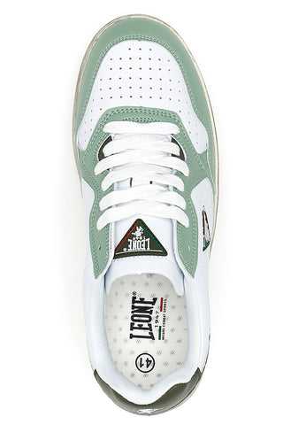 Weiße und grüne Sneakers mit Leone 44-Schnürsenkeln