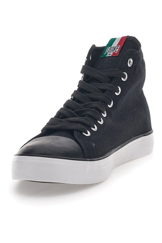 Mittelhohe schwarze und weiße Canvas-Sneaker Leone 40