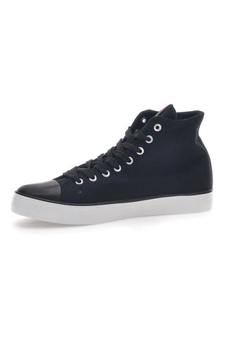 Mittelhohe schwarze und weiße Canvas-Sneaker Leone 40