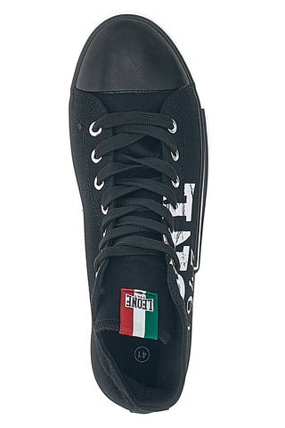 Mittelhohe schwarze und weiße Canvas-Sneaker Leone 40