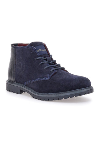 Blaue hohe Schnürschuhe mit Bugatti-Lederobermaterial 321AOJ301432