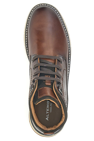 ALTERMBERG 2211 Schnürstiefel aus echtem Leder in Cognac