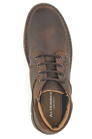 Scarpa Stringata Alta In Vera Pelle Marrone Altemberg 2414