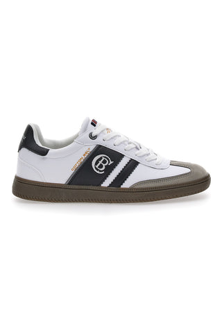 Sneakers bianche con bande laterali nere COTTON BELT RFM426H10