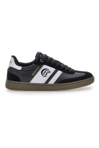 Sneakers nere con bande laterali bianche COTTON BELT RFM426H10