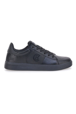 Schwarze Sneakers mit Schnürsenkeln, BAUMWOLLGÜRTEL CBM424A54