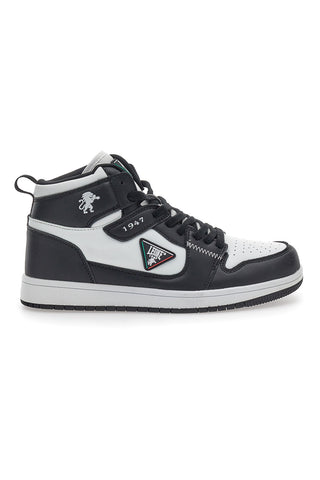 Weiße und schwarze Mid-Cut-Sneaker Leone M075S9