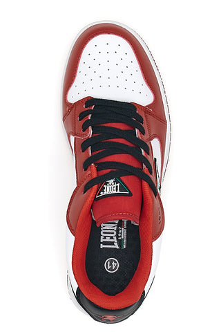 Sneakers rosse e bianche con lacci neri LEONE M075S9LOW