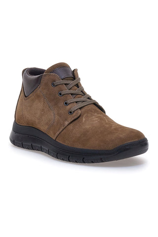 Scarpe Stringate Alte Marrone Fango In Vera Pelle Imac 652250