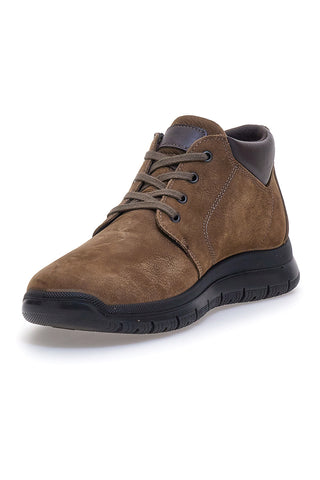 Scarpe Stringate Alte Marrone Fango In Vera Pelle Imac 652250