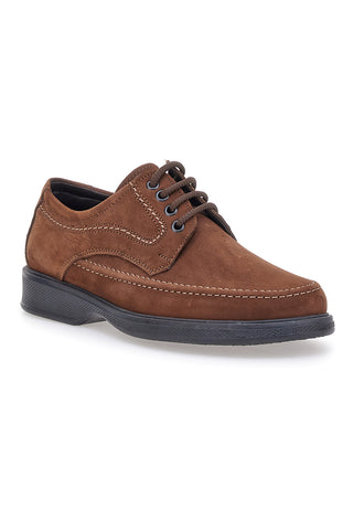 Braune Schnürschuhe aus echtem Wildleder, hergestellt in Italien, Longford 1