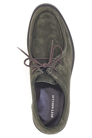 Stringate Scamosciate Verdi in Vera Pelle Pittarello 1505