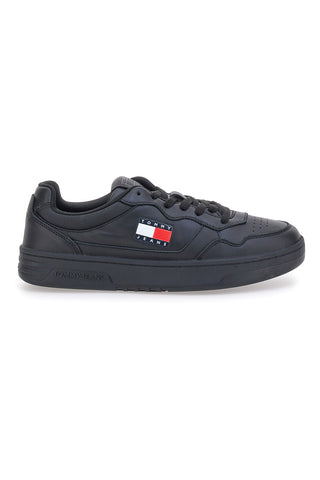Schwarze Sneakers mit Lederobermaterial TOMMY JEANS CUPSOLE