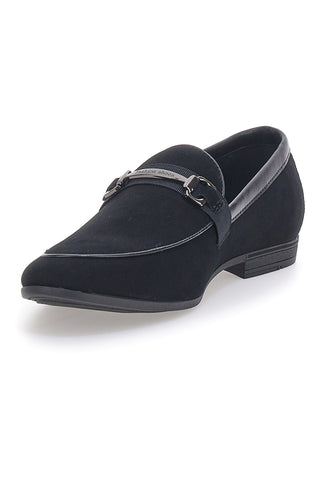 JOHES LAND 218014 Schwarze Loafer mit spitzer Spitze und Schnalle
