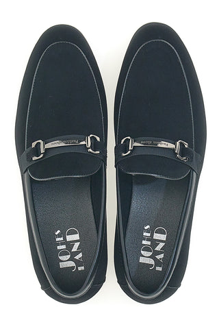 JOHES LAND 218014 Schwarze Loafer mit spitzer Spitze und Schnalle