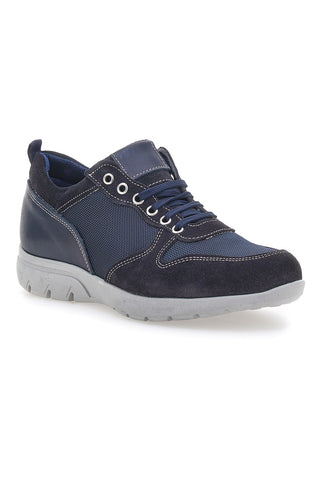 Marineblaue Schnürschuhe mit Obermaterial aus Leder und Mesh JERPOINT 99