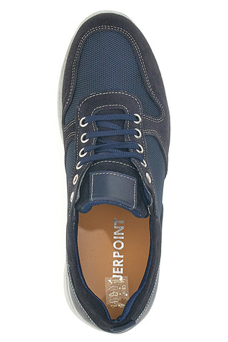 Marineblaue Schnürschuhe mit Obermaterial aus Leder und Mesh JERPOINT 99