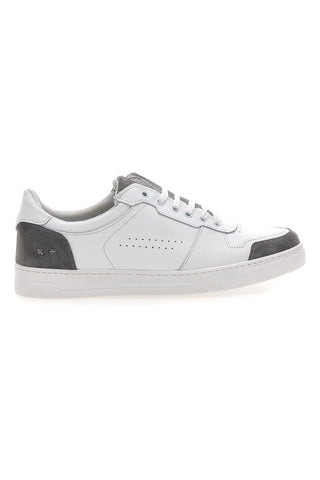 Sneakers Bianche con Dettagli Grigi in Pelle Made in Italy PTR 123