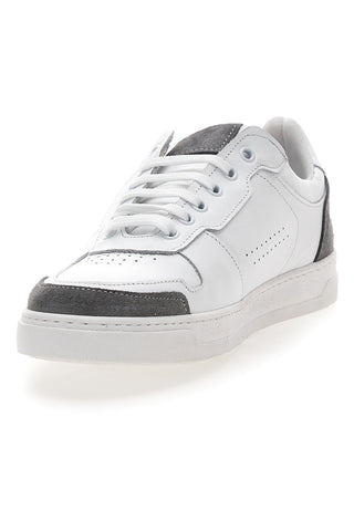 Weiße Sneakers mit grauen Details aus Leder Made in Italy PTR 123