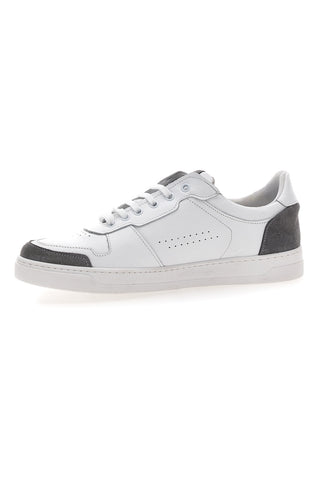 Weiße Sneakers mit grauen Details aus Leder Made in Italy PTR 123
