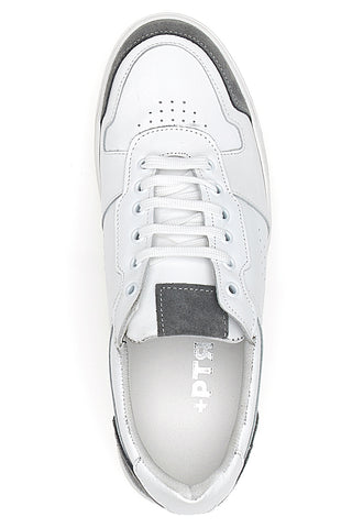 Weiße Sneakers mit grauen Details aus Leder Made in Italy PTR 123