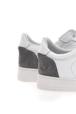Weiße Sneakers mit grauen Details aus Leder Made in Italy PTR 123