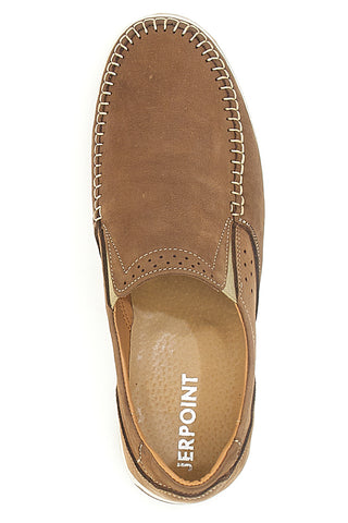 Taubengraue Mokassins mit Obermaterial aus Leder und Gummisohle JERPOINT 320