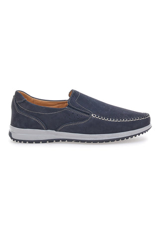 Mocassini Blu con Tomaia in Pelle Nabuk e Suola in Gomma JERPOINT 320