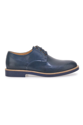 Blauer Lederschnürschuh Made in Italy mit Kontrastkante PITTARELLO 600