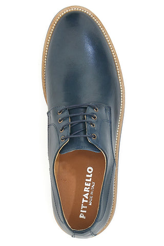 Blauer Lederschnürschuh Made in Italy mit Kontrastkante PITTARELLO 600