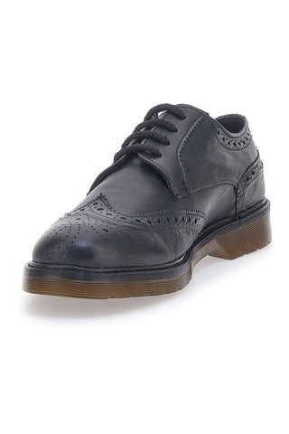 Scarpe Stringate Nere Con Lavorazione Duilio In Vera Pelle Claremorris 801