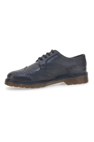Scarpe Stringate Nere Con Lavorazione Duilio In Vera Pelle Claremorris 801