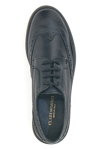 Scarpe Stringate Nere Con Lavorazione Duilio In Vera Pelle Claremorris 801