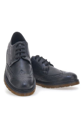 Scarpe Stringate Nere Con Lavorazione Duilio In Vera Pelle Claremorris 801